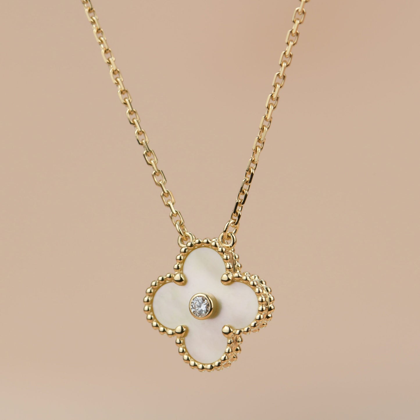 [Lumina]CLOVER 15MM DIAMOND GOLD MOTHER OF PEARL NECKLACE