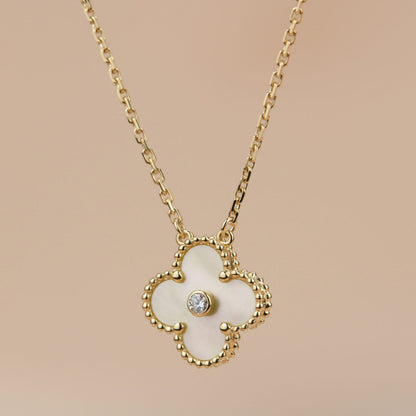 [Lumina]CLOVER 15MM DIAMOND GOLD MOTHER OF PEARL NECKLACE