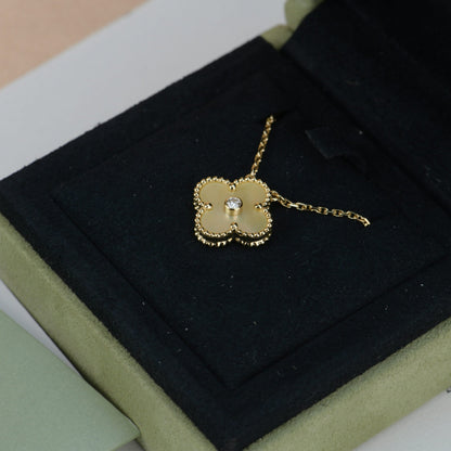 [Lumina]CLOVER 15MM DIAMOND GOLD MOTHER OF PEARL NECKLACE