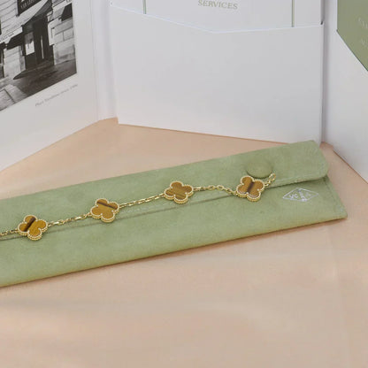 [Lumina] CLOVER 5 MOTIFS TIGER EYE BRACELET COLLECTION