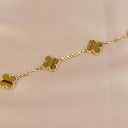 [Lumina] CLOVER 5 MOTIFS TIGER EYE BRACELET COLLECTION