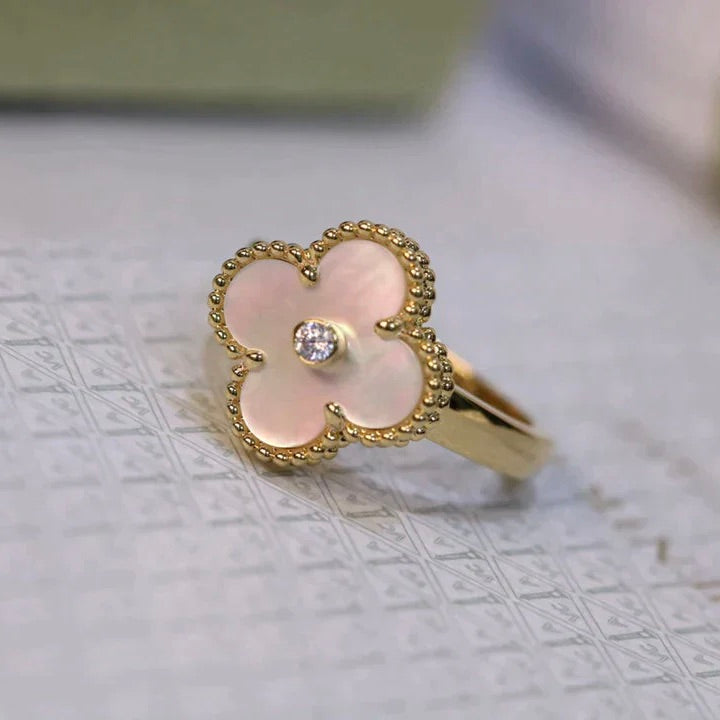 [Lumina]CLOVER PINK MOP RING GOLD DIAMOND