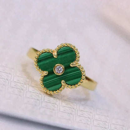 [Lumina]CLOVER MALACHITE RING GOLD DIAMOND