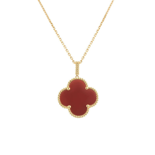 [Lumina]CLOVER 25MM NECKLACE GOLD CARNELIAN