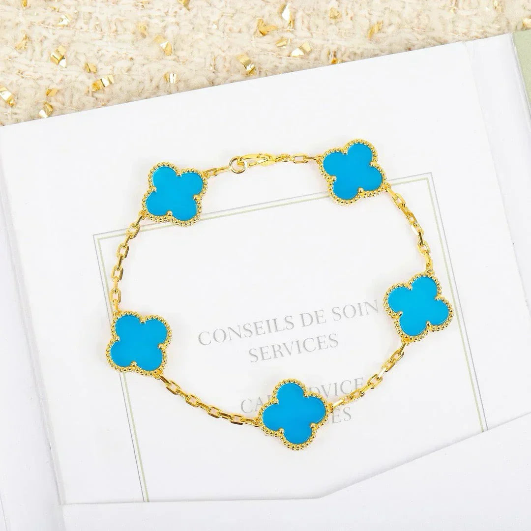 [Lumina] CLOVER 5 MOTIF TURQUOISE BRACELET COLLECTION