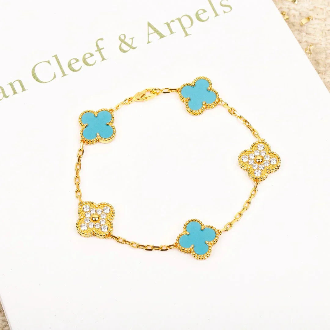[Lumina] CLOVER 5 MOTIF TURQUOISE BRACELET COLLECTION