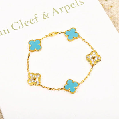 [Lumina] CLOVER 5 MOTIF TURQUOISE BRACELET COLLECTION