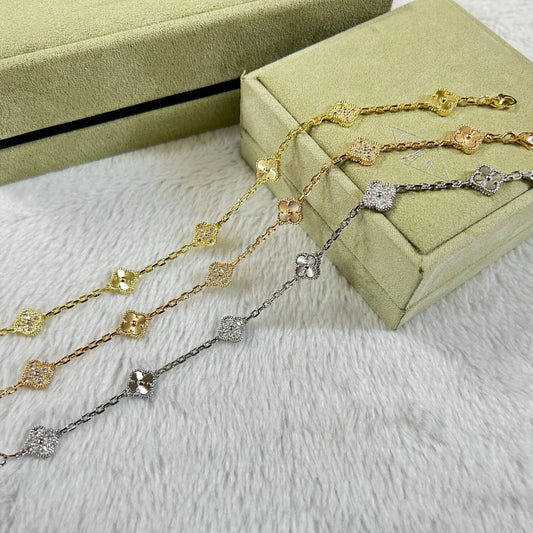 [Lumina]CLOVER 6 MOTIF DIAMOND LASER BRACELET-w