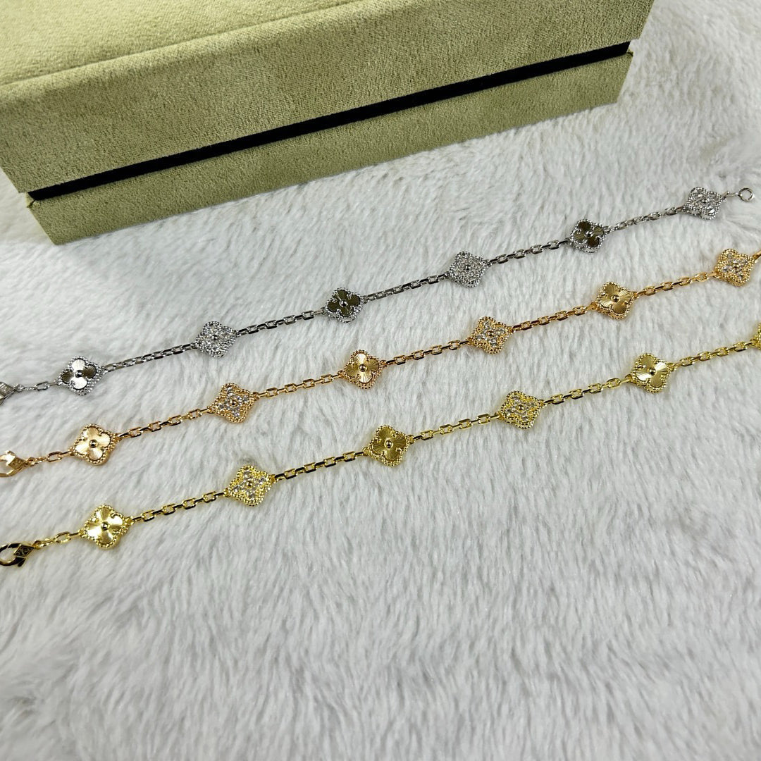 [Lumina]CLOVER 6 MOTIF DIAMOND LASER BRACELET-w