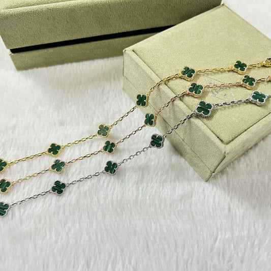 [Lumina]CLOVER 6 MOTIF MALACHITE BRACELET-w