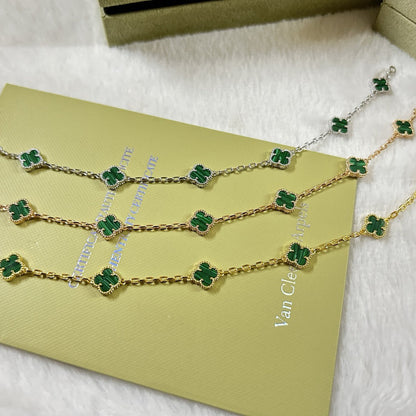 [Lumina]CLOVER 6 MOTIF MALACHITE BRACELET-w