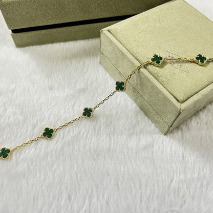 [Lumina]CLOVER 6 MOTIF MALACHITE BRACELET-w