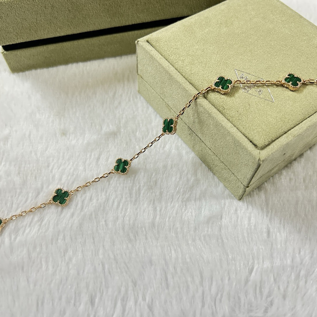 [Lumina]CLOVER 6 MOTIF MALACHITE BRACELET-w