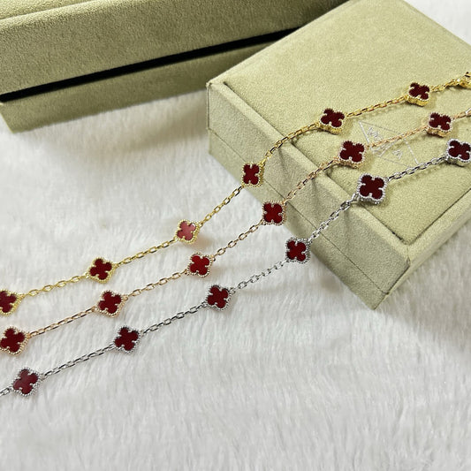 [Lumina]CLOVER 6 MOTIF RED AGATE BRACELET-w