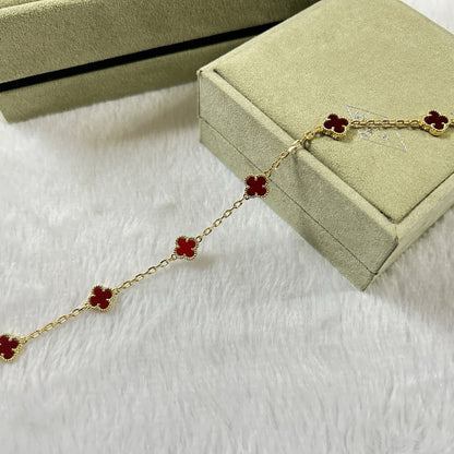 [Lumina]CLOVER 6 MOTIF RED AGATE BRACELET-w