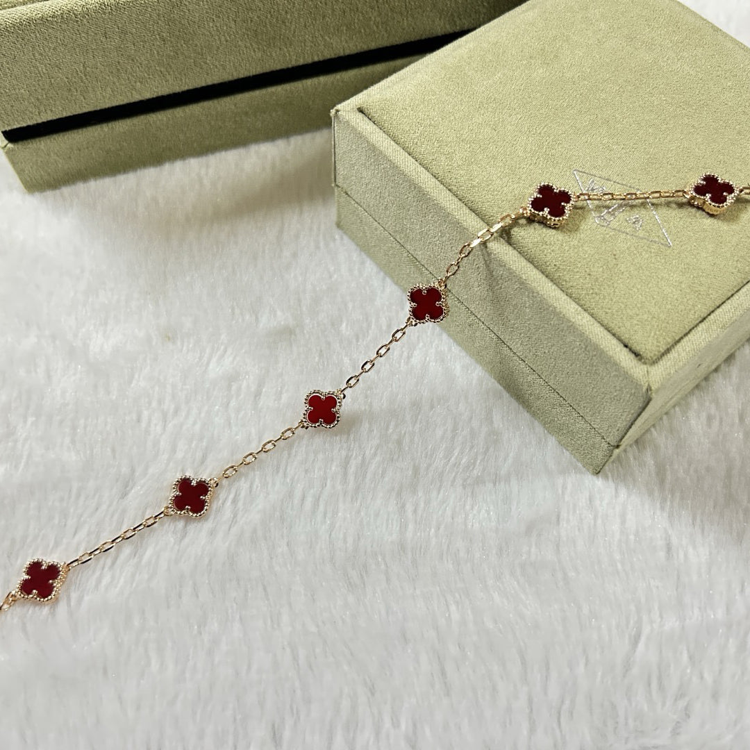 [Lumina]CLOVER 6 MOTIF RED AGATE BRACELET-w