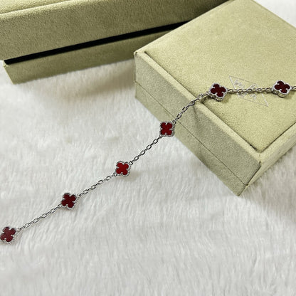 [Lumina]CLOVER 6 MOTIF RED AGATE BRACELET-w