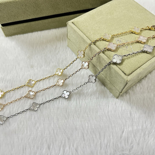 [Lumina]CLOVER 6 MOTIF WHITE MOP BRACELET-w