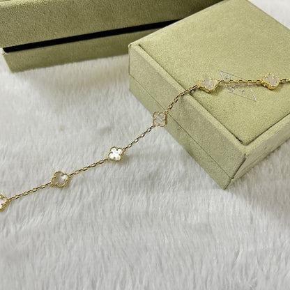[Lumina]CLOVER 6 MOTIF WHITE MOP BRACELET-w