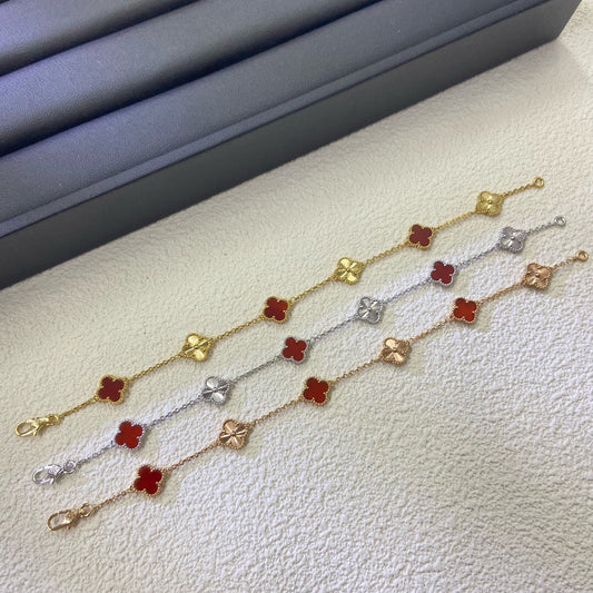 [Lumina]CLOVER 6 MOTIF RED AGATE LASER BRACELET-w
