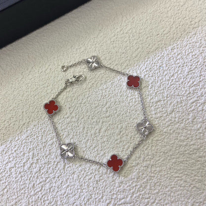 [Lumina]CLOVER 6 MOTIF RED AGATE LASER BRACELET-w