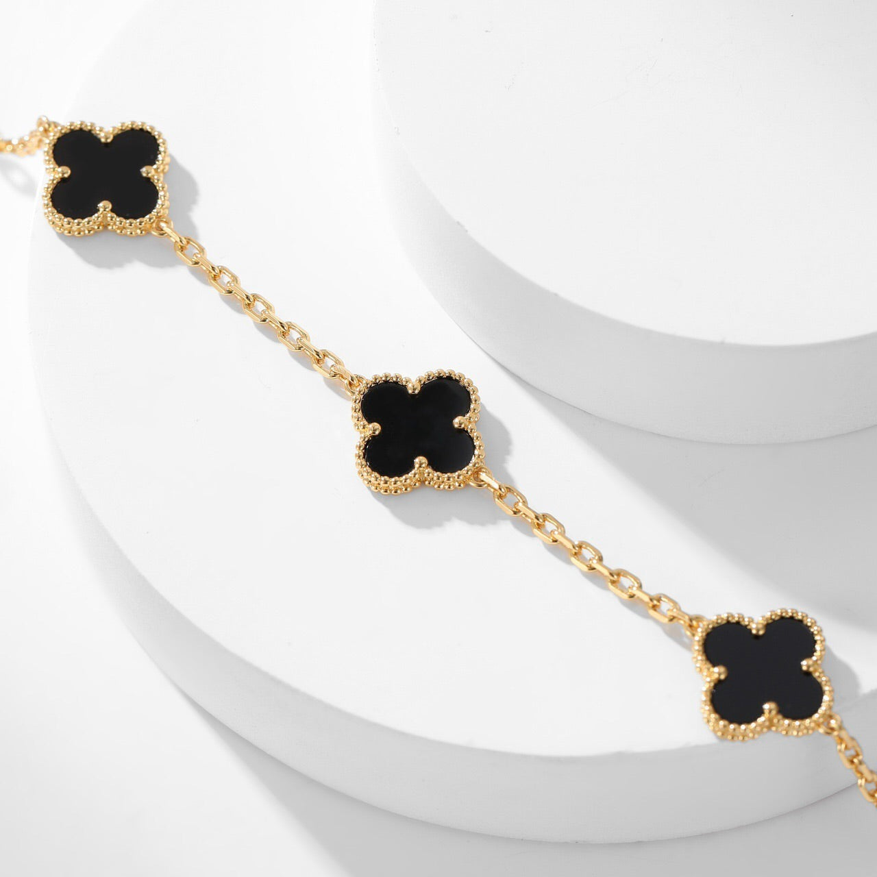 [Lumina]CLOVER 10 MOTIFS ONYX NECKLACE