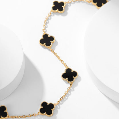 [Lumina]CLOVER 10 MOTIFS ONYX NECKLACE
