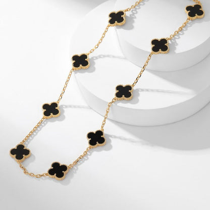 [Lumina]CLOVER 10 MOTIFS ONYX NECKLACE