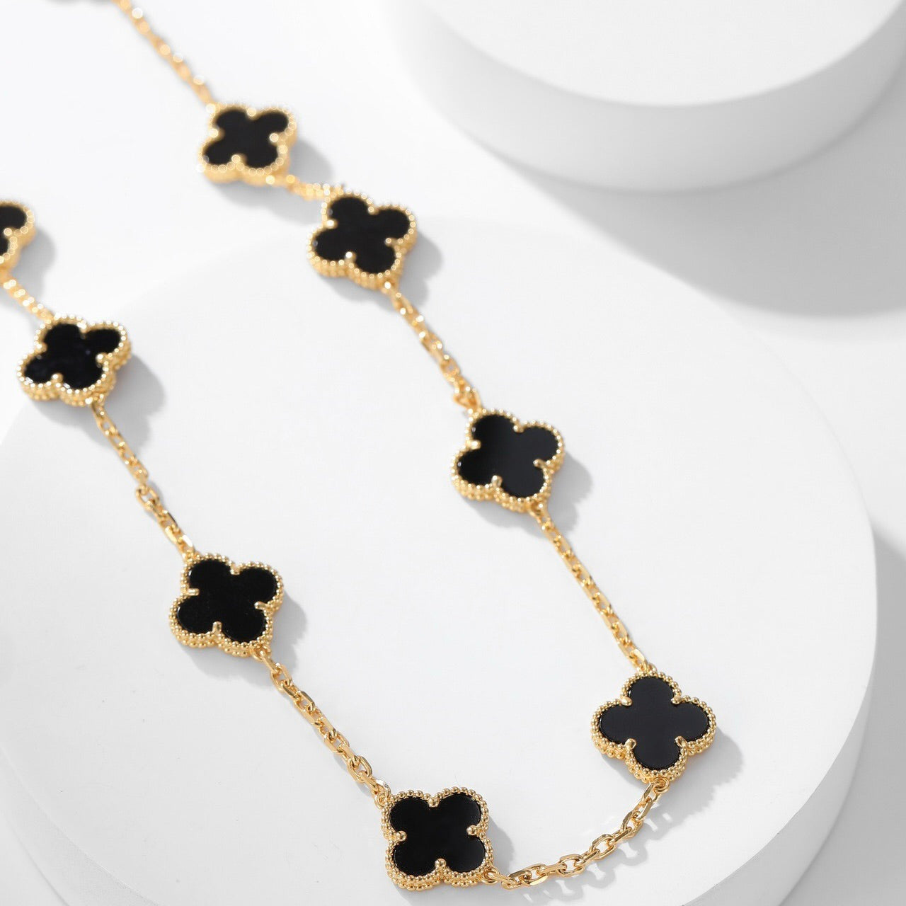 [Lumina]CLOVER 10 MOTIFS ONYX NECKLACE