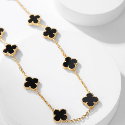 [Lumina]CLOVER 10 MOTIFS ONYX NECKLACE