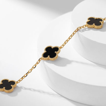 [Lumina]CLOVER 10 MOTIFS ONYX NECKLACE