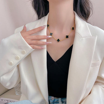 [Lumina]CLOVER 10 MOTIFS ONYX NECKLACE