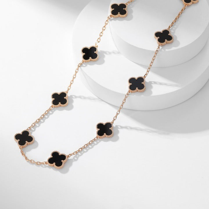 [Lumina]CLOVER 10 MOTIFS ONYX NECKLACE