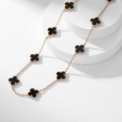 [Lumina]CLOVER 10 MOTIFS ONYX NECKLACE