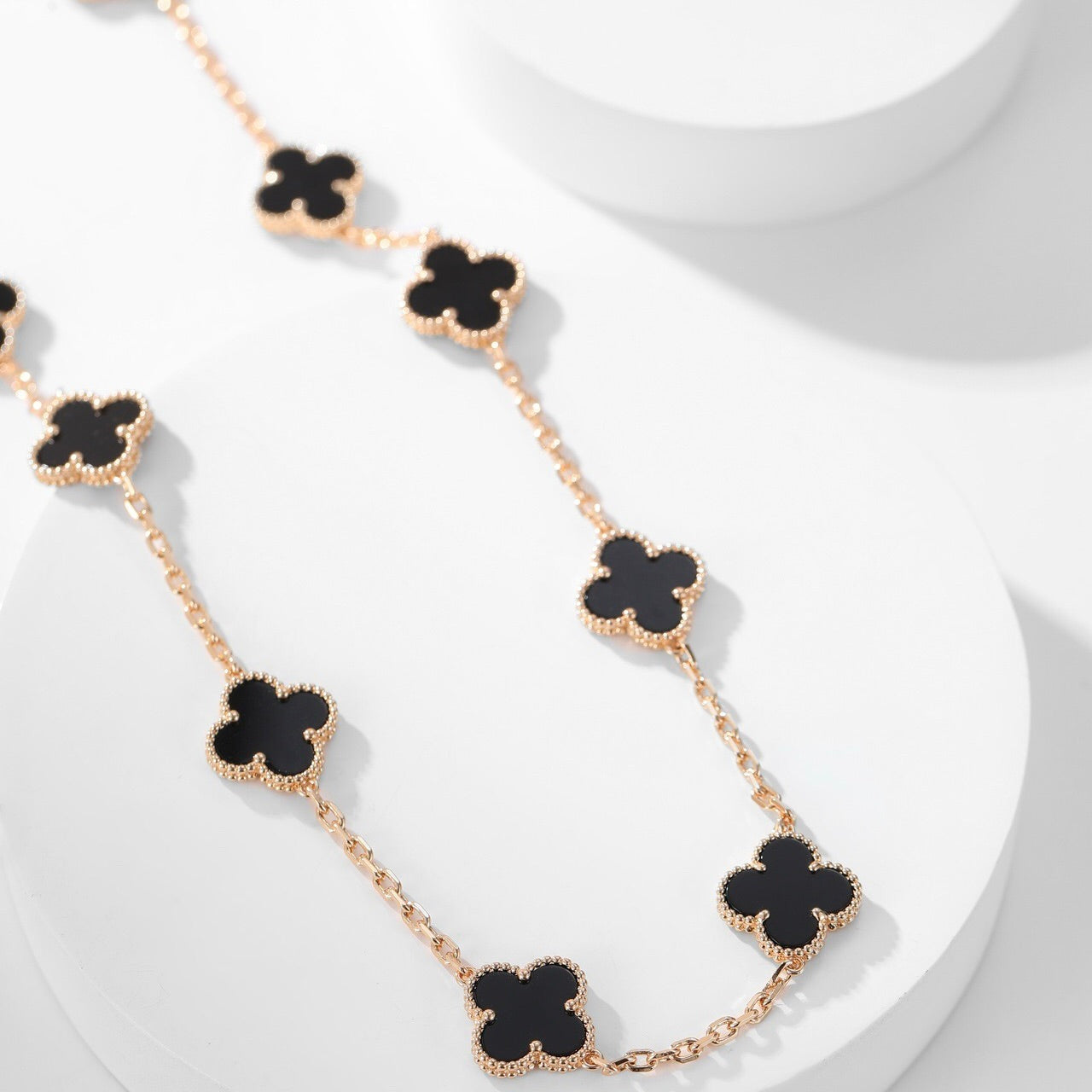 [Lumina]CLOVER 10 MOTIFS ONYX NECKLACE