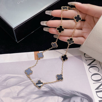 [Lumina]CLOVER 10 MOTIFS ONYX NECKLACE