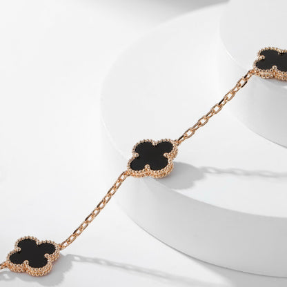 [Lumina]CLOVER 10 MOTIFS ONYX NECKLACE