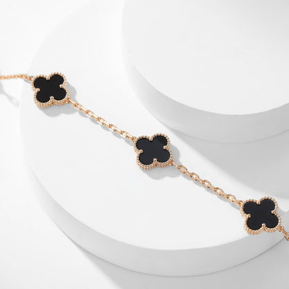 [Lumina]CLOVER 10 MOTIFS ONYX NECKLACE