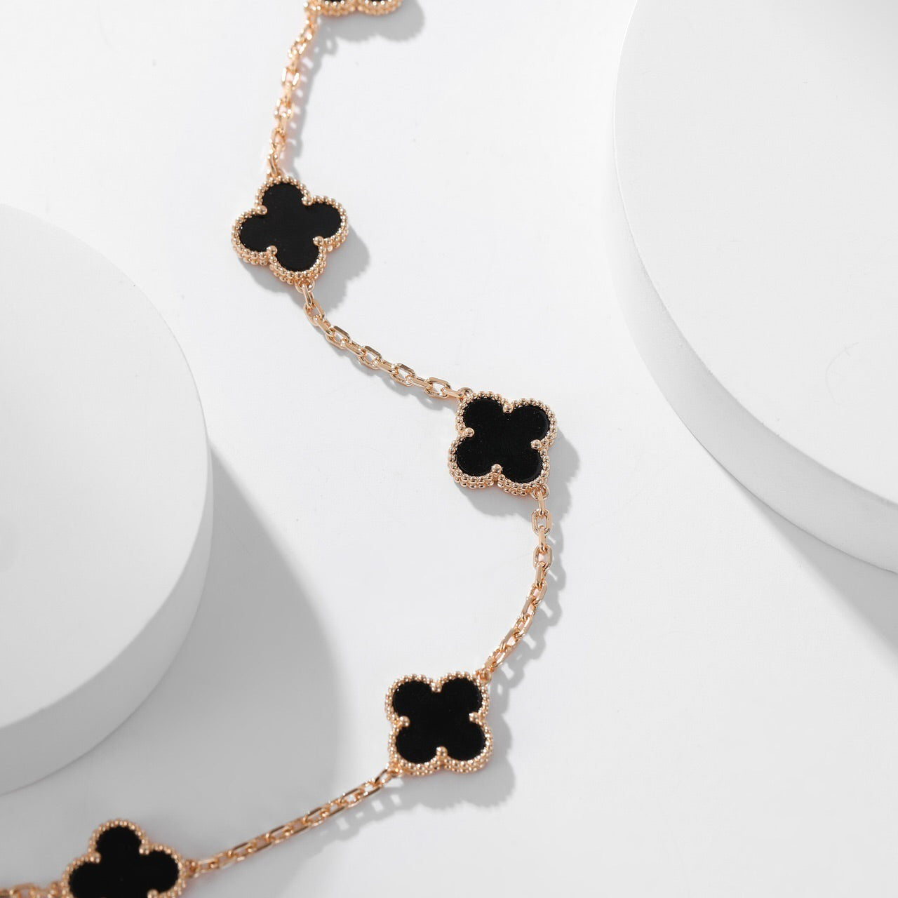 [Lumina]CLOVER 10 MOTIFS ONYX NECKLACE