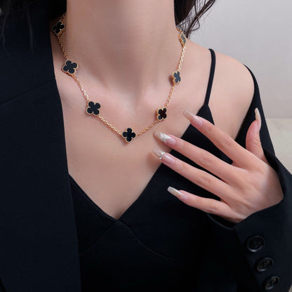 [Lumina]CLOVER 10 MOTIFS ONYX NECKLACE