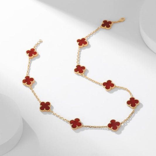 [Lumina]CLOVER 10 MOTIFS CARNELIAN NECKLACE