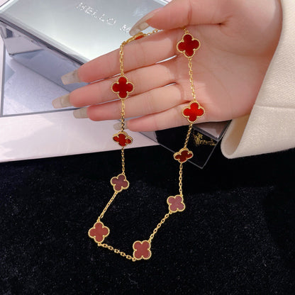 [Lumina]CLOVER 10 MOTIFS CARNELIAN NECKLACE