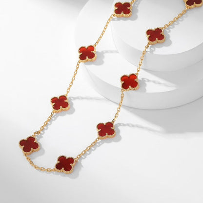 [Lumina]CLOVER 10 MOTIFS CARNELIAN NECKLACE