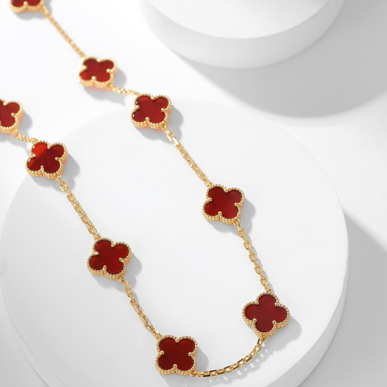 [Lumina]CLOVER 10 MOTIFS CARNELIAN NECKLACE