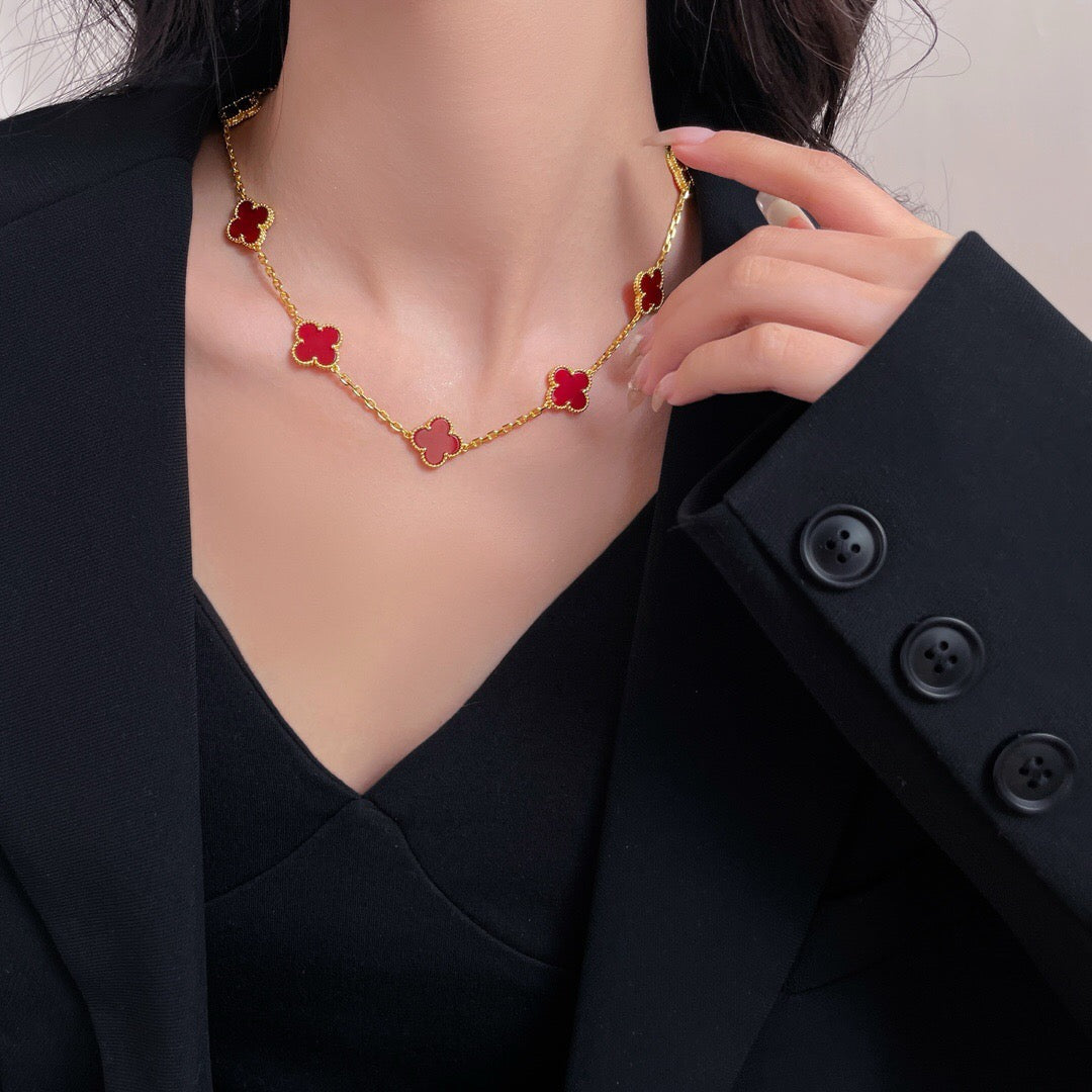 [Lumina]CLOVER 10 MOTIFS CARNELIAN NECKLACE