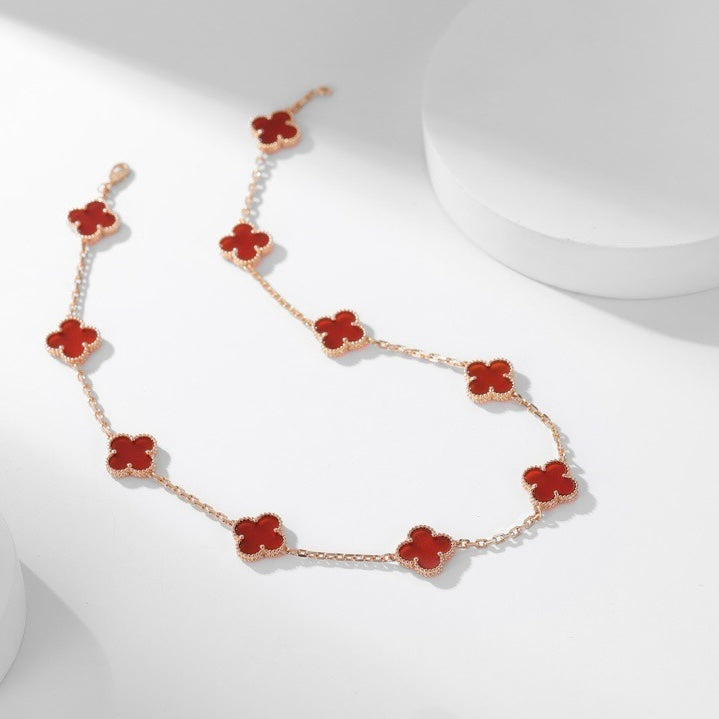 [Lumina]CLOVER 10 MOTIFS CARNELIAN NECKLACE