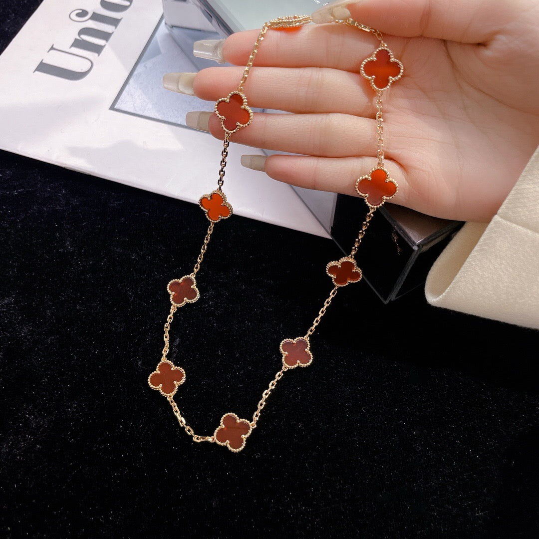 [Lumina]CLOVER 10 MOTIFS CARNELIAN NECKLACE