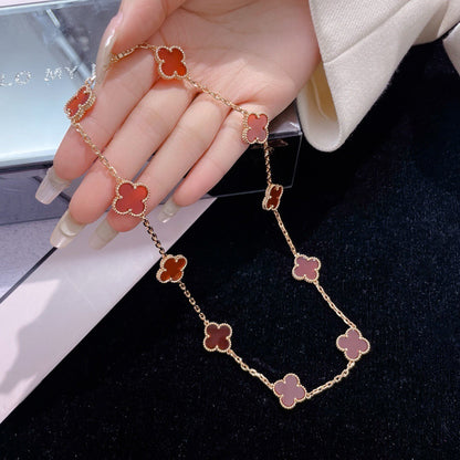 [Lumina]CLOVER 10 MOTIFS CARNELIAN NECKLACE