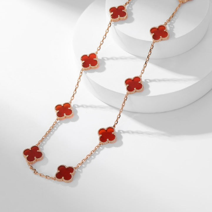 [Lumina]CLOVER 10 MOTIFS CARNELIAN NECKLACE