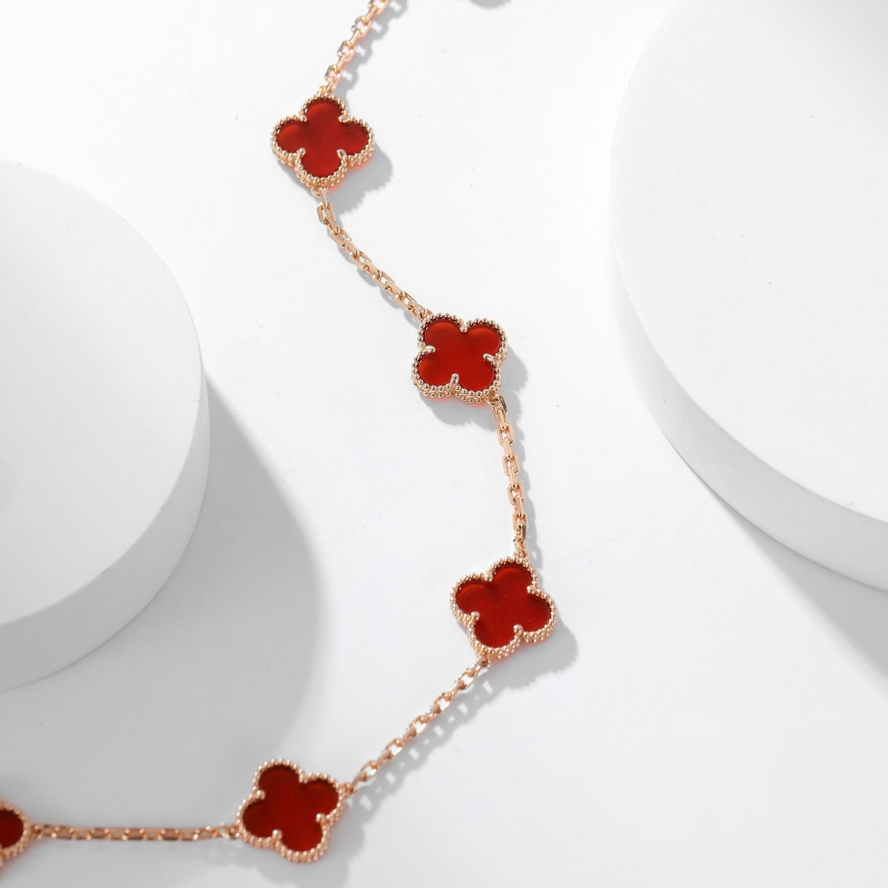 [Lumina]CLOVER 10 MOTIFS CARNELIAN NECKLACE